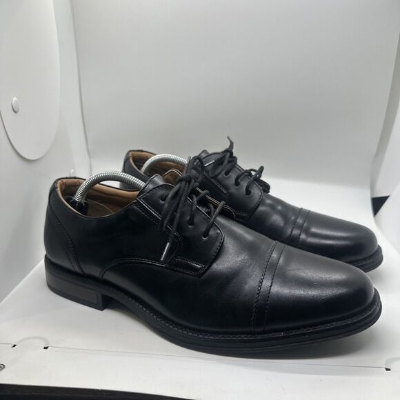 George Branford Casual Dress Oxfords Men 10.5 S Black Polyurethane Round Toe - Picture 1 of 14